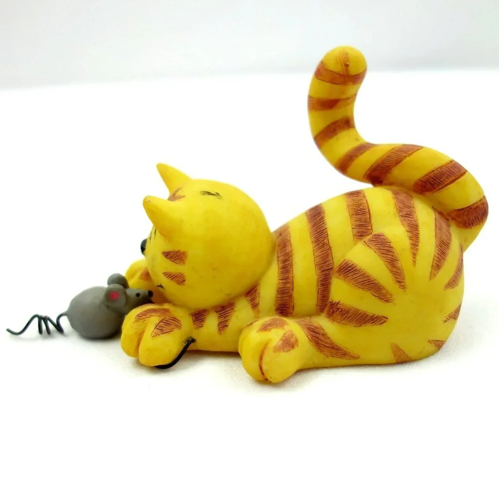 Vintage 1998  Orange Tabby‎ Cat Playing w/ Mouse by Crazy Mountain Designers